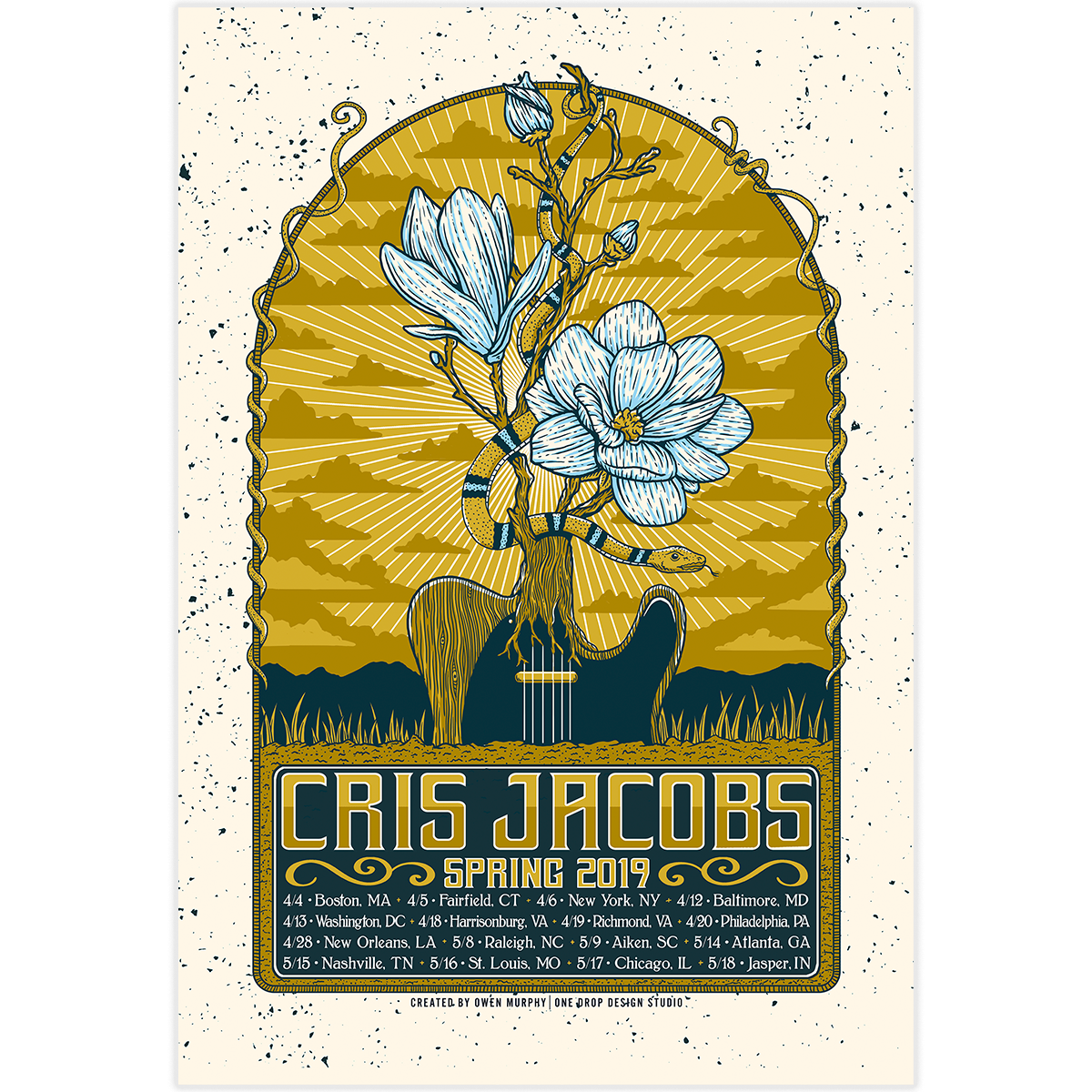 cris jacobs color where you are tour poster merch blue rose music painted roads buffalo girl 2019